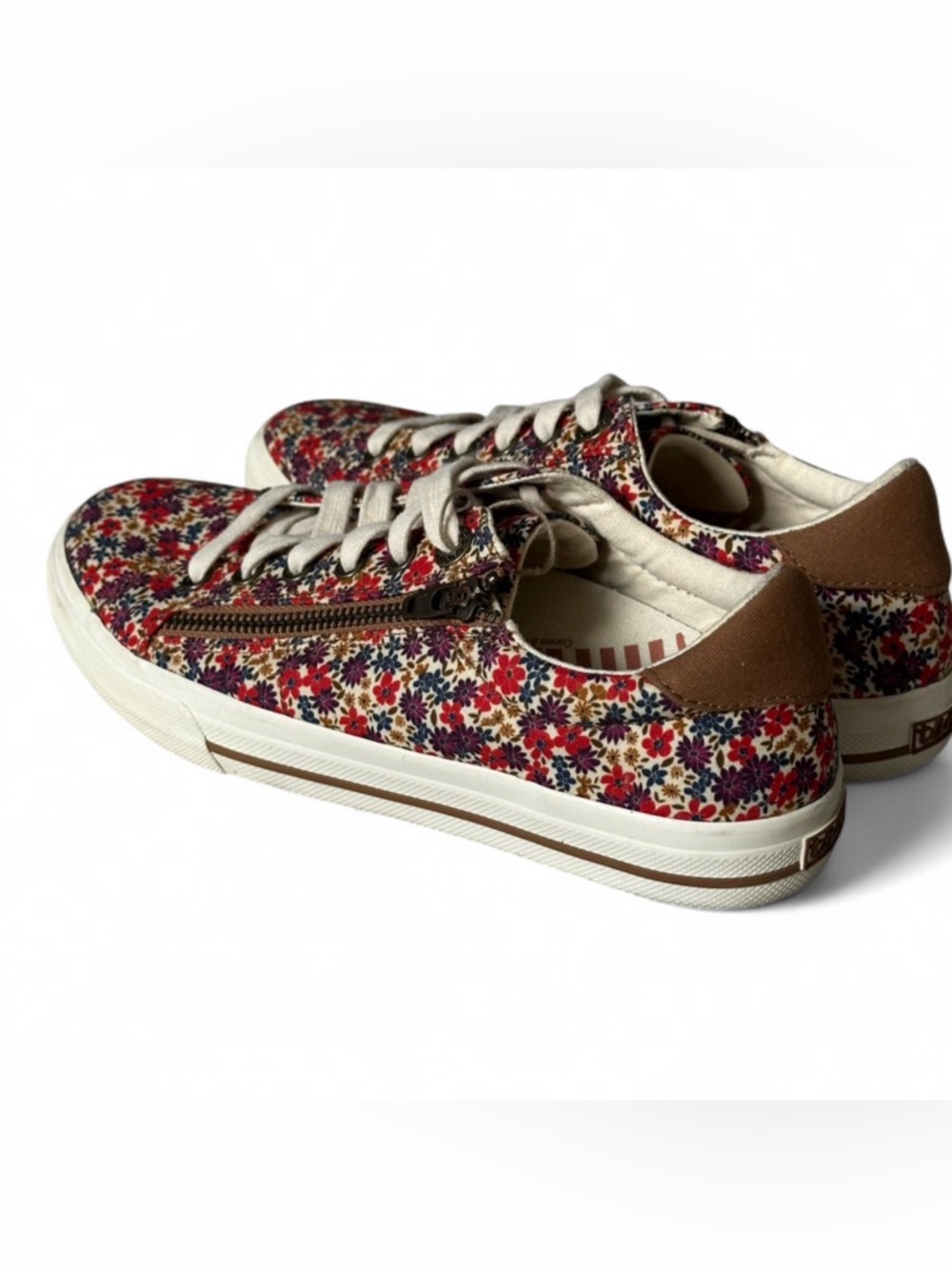 Taos Z Soul Canvas Sneaker Women’s Size 7 Floral Pattern Arch Support & Zipper - Picture 5 of 10